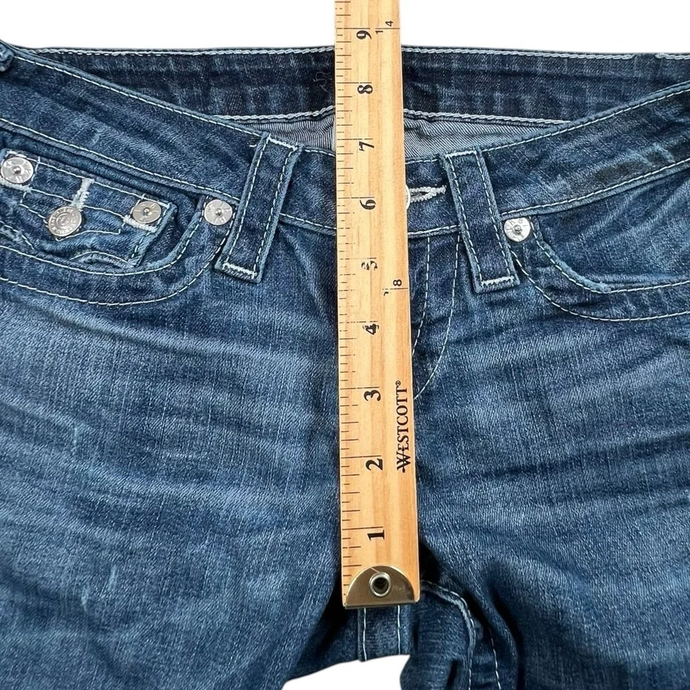 True Religion Women 25 Straight Distressed Medium Wash Low Rise Jean Flap Pocket